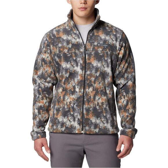 Mens Columbia Steens Mountain Printed Jacket Dark Stone Timberwood Fleece Zip, S - Picture 1 of 16